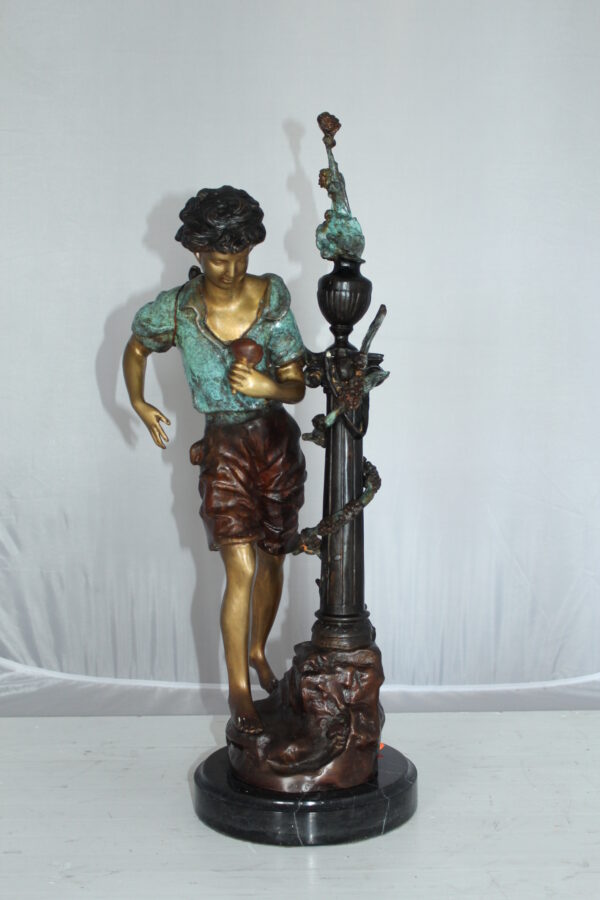 Les Amenes girl Bronze Statue -  Size: 9"L x 8"W x 25"H.