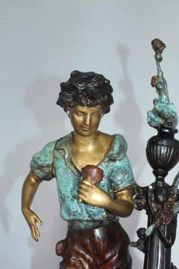 Les Amenes girl Bronze Statue -  Size: 9"L x 8"W x 25"H.