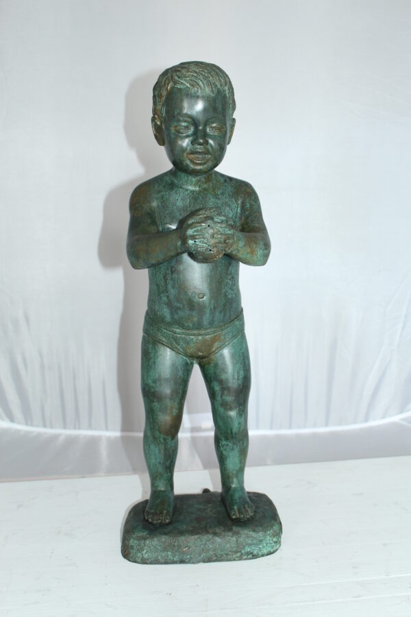 Boy with Sponge Bronze Statue -  Size: 8"L x 9"W x 22"H.