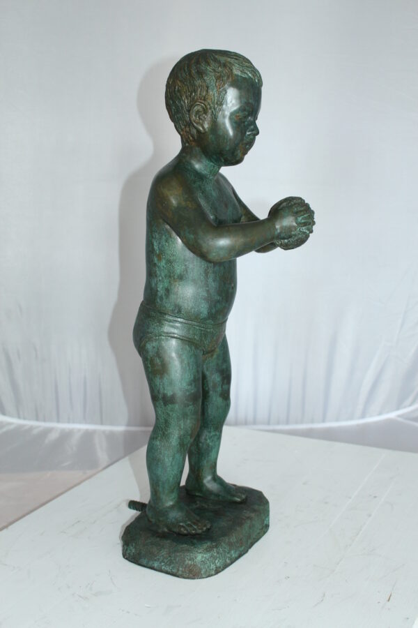 Boy with Sponge Bronze Statue -  Size: 8"L x 9"W x 22"H.