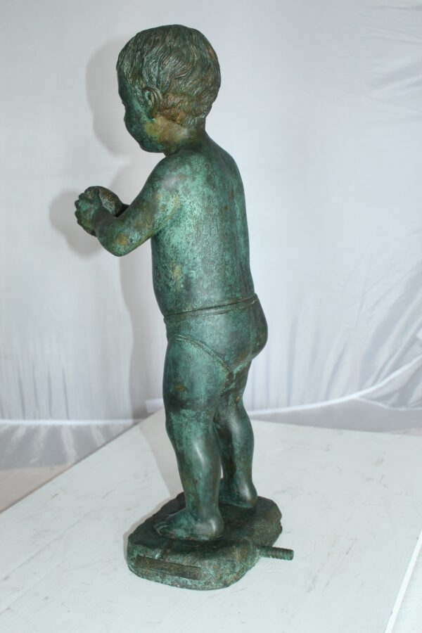 Boy with Sponge Bronze Statue -  Size: 8"L x 9"W x 22"H.