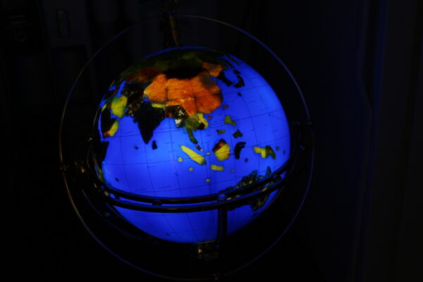 Illuminated Blue Ocean World Globe Rotating by motor -  18"L x 18"W x 42"H.