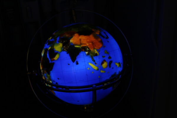 Illuminated Blue Ocean World Globe Rotating by motor -  18"L x 18"W x 42"H.