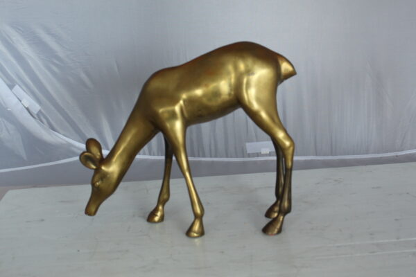 Two Tone color deer bronze statue -  Size: 13"L x 4"W x 11"H.