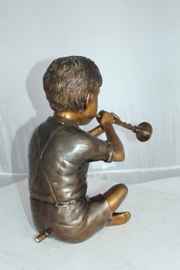 Boy with Flute fountain bronze statue -  Size: 7"L x 11"W x 14"H.