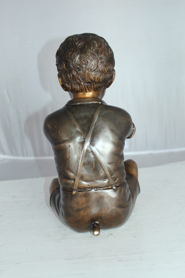 Boy with Flute fountain bronze statue -  Size: 7"L x 11"W x 14"H.