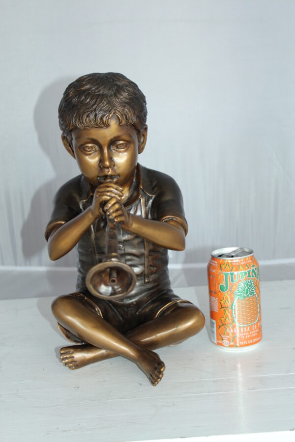 Boy with Flute fountain bronze statue -  Size: 7"L x 11"W x 14"H.