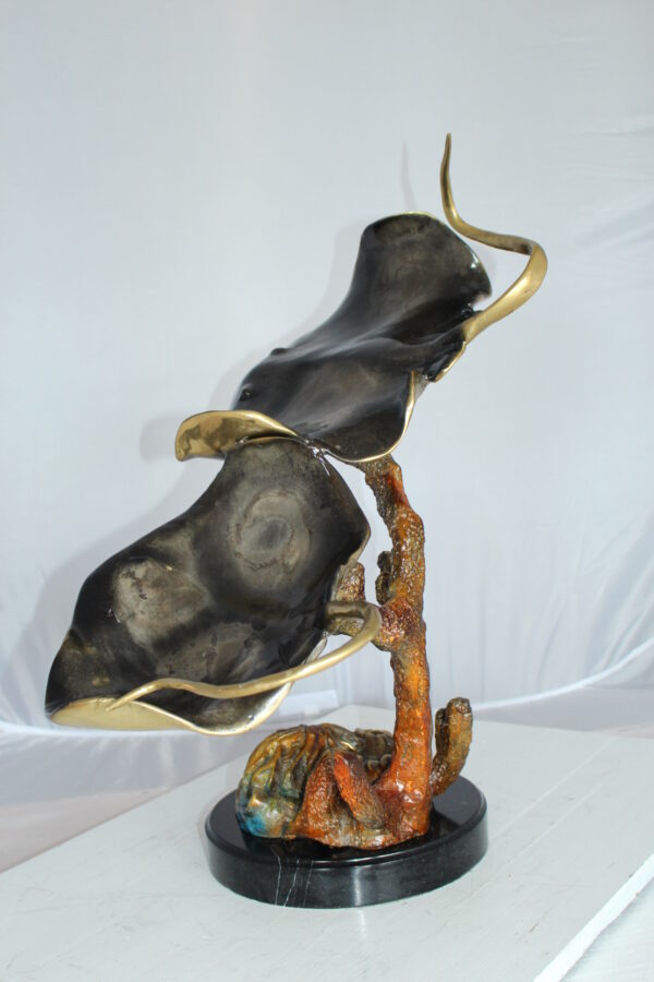 Two Manta Ray Raging Bronze Statue -  Size: 17"L x 12"W x 22"H.