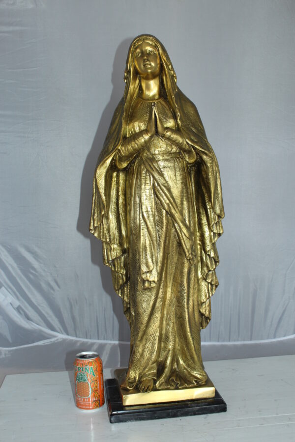 Blessed Virgin Mary Bronze Statue -  Size: 10"L x 8"W x 33"H.