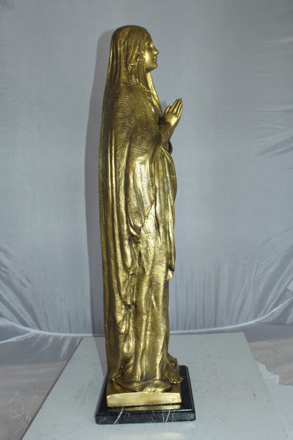 Blessed Virgin Mary Bronze Statue -  Size: 10"L x 8"W x 33"H.