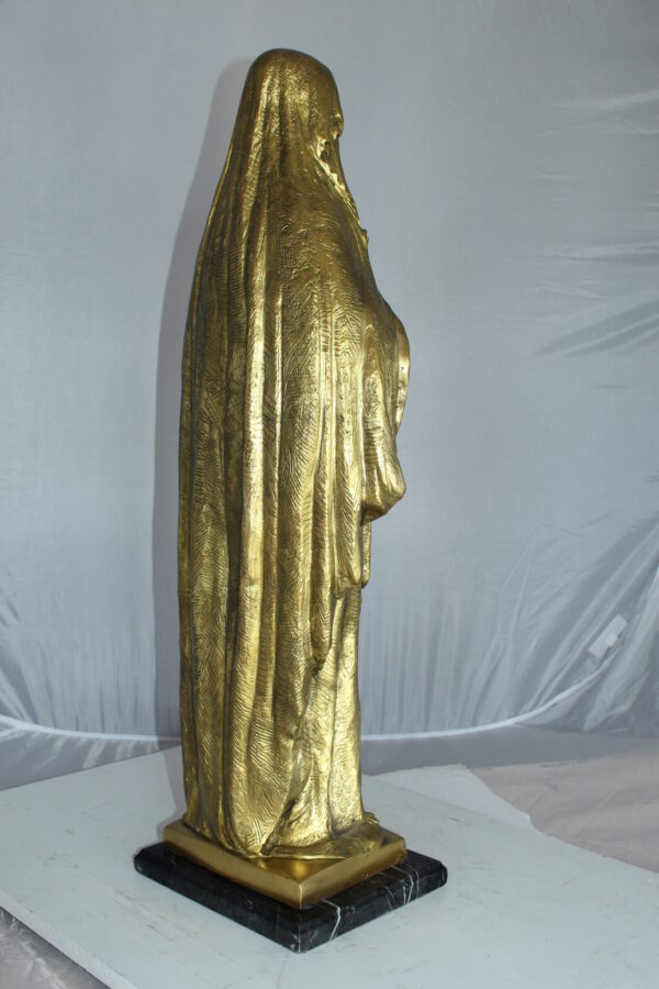 Blessed Virgin Mary Bronze Statue -  Size: 10"L x 8"W x 33"H.