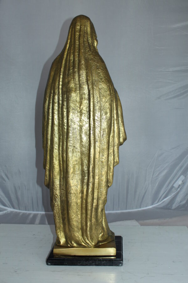 Blessed Virgin Mary Bronze Statue -  Size: 10"L x 8"W x 33"H.