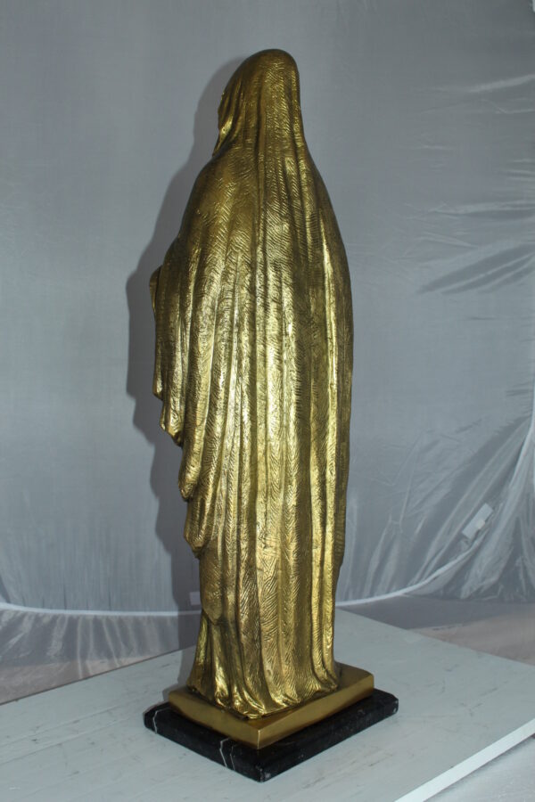 Blessed Virgin Mary Bronze Statue -  Size: 10"L x 8"W x 33"H.