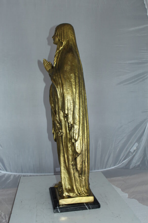 Blessed Virgin Mary Bronze Statue -  Size: 10"L x 8"W x 33"H.