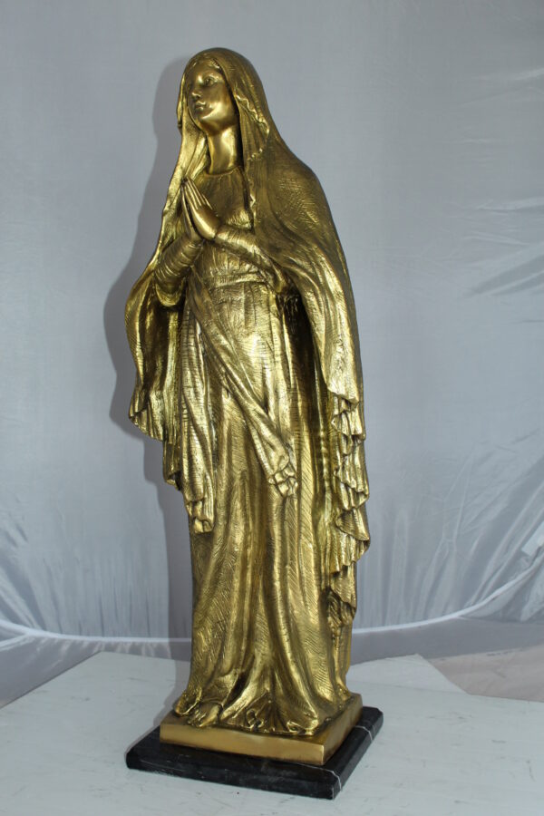 Blessed Virgin Mary Bronze Statue -  Size: 10"L x 8"W x 33"H.
