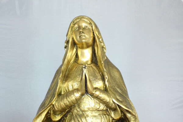 Blessed Virgin Mary Bronze Statue -  Size: 10"L x 8"W x 33"H.