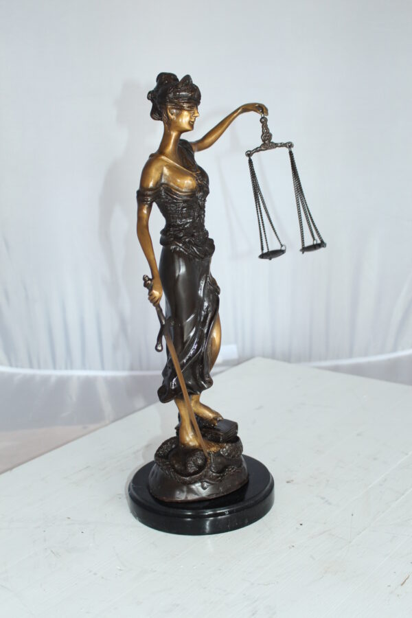 Lady Justice Bronze Statue -  Size: 6"L x 6"W x 18"H.