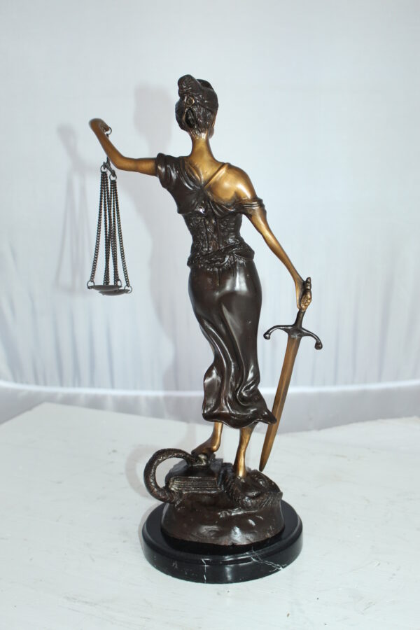 Lady Justice Bronze Statue -  Size: 6"L x 6"W x 18"H.