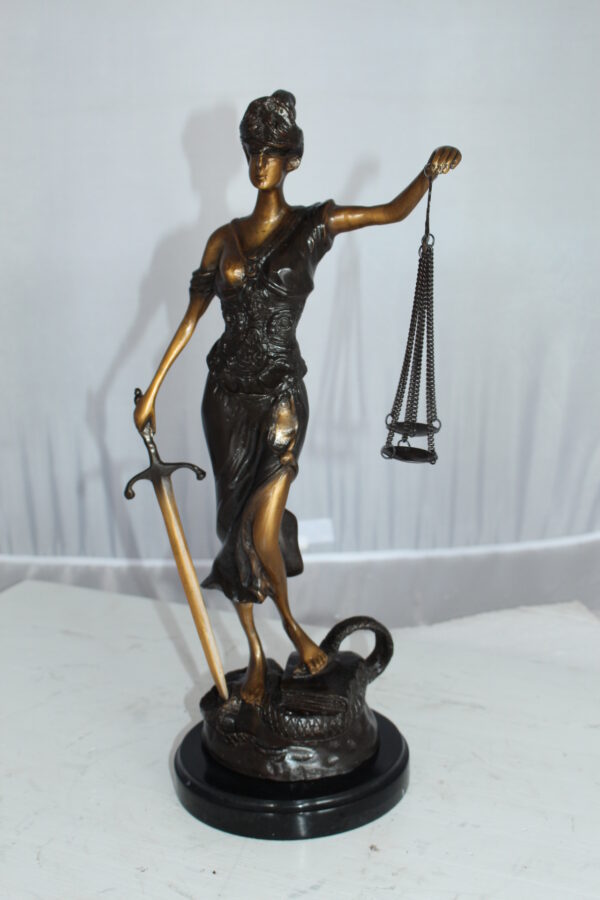 Lady Justice Bronze Statue -  Size: 6"L x 6"W x 18"H.