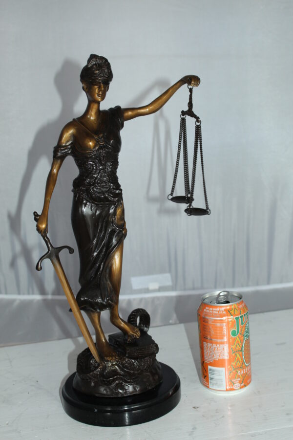 Lady Justice Bronze Statue -  Size: 6"L x 6"W x 18"H.