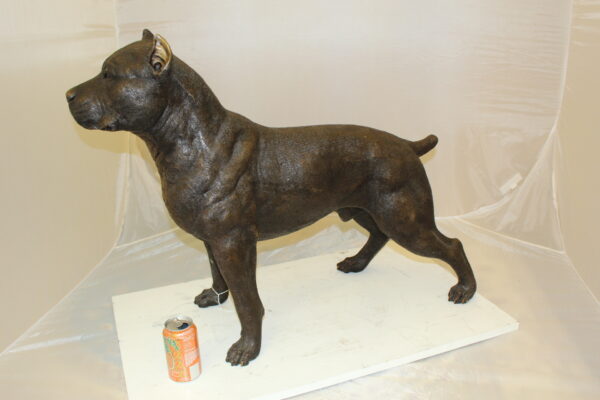 Pit Bull Dog Bronze Statue -  Size: 33"L x 11"W x 26"H.