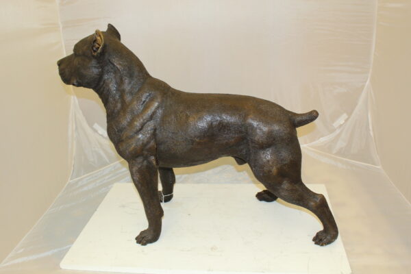 Pit Bull Dog Bronze Statue -  Size: 33"L x 11"W x 26"H.