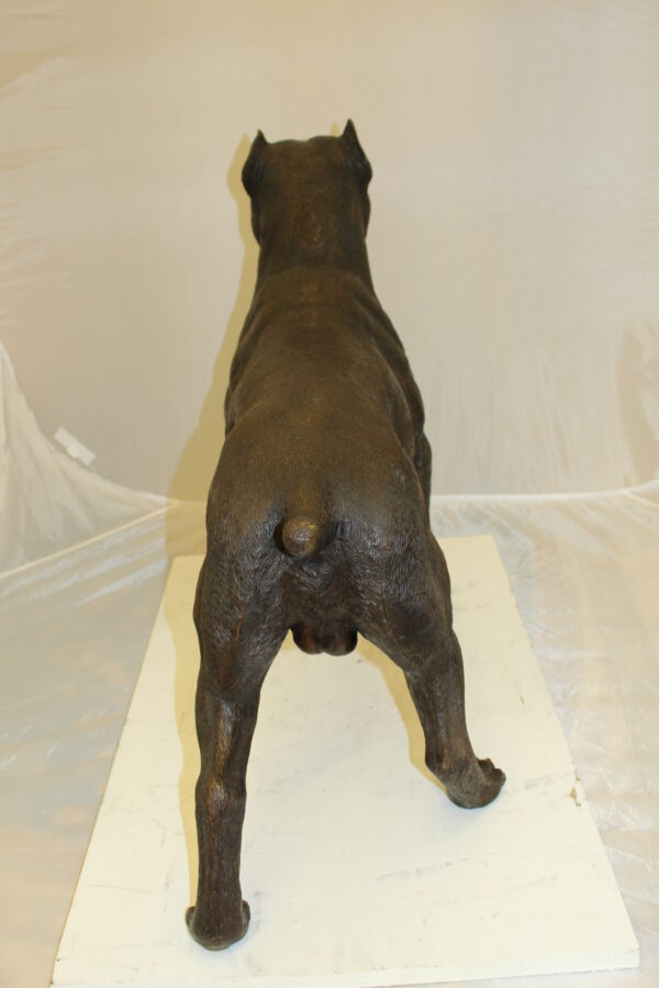 Pit Bull Dog Bronze Statue -  Size: 33"L x 11"W x 26"H.