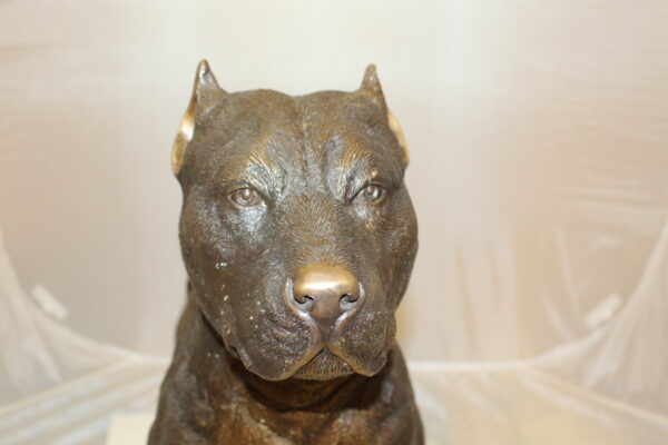 Pit Bull Dog Bronze Statue -  Size: 33"L x 11"W x 26"H.