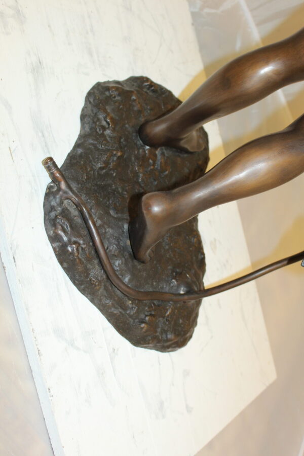 Girl Holding a Flower Fountain Bronze Statue -  Size: 15"L x 15"W x 35"H.