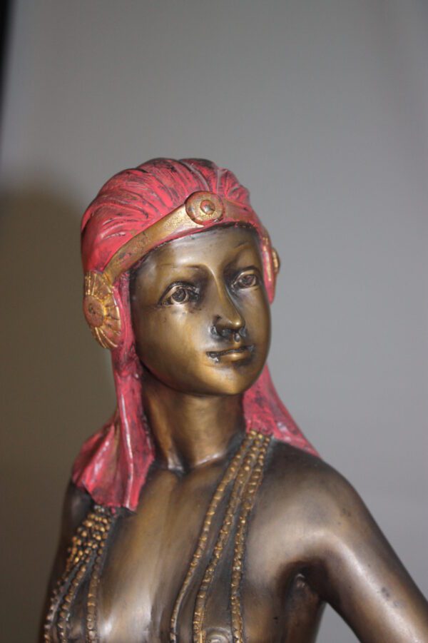 Egyptian lady Bronze Statue -  Size: 7"L x 6"W x 28"H.