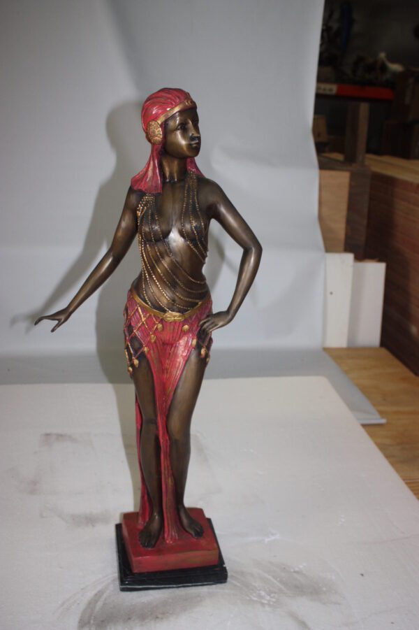 Egyptian lady Bronze Statue -  Size: 7"L x 6"W x 28"H.