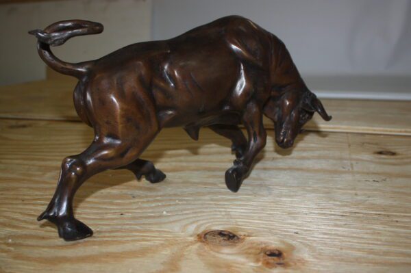 Wall street bull - small, Bronze Statue -  Size: 15"L x 4"W x 10"H.