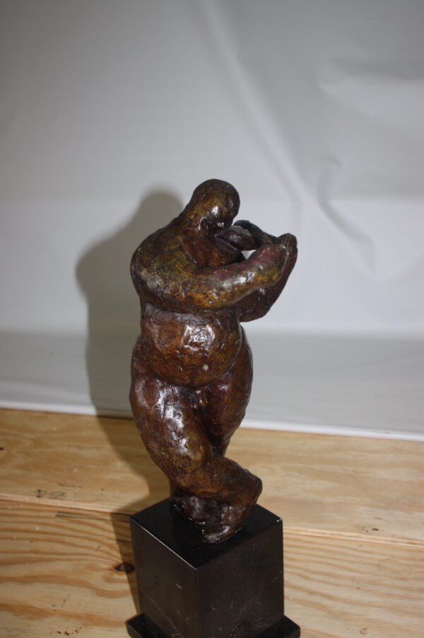 Botero style lady plays violin - Bronze Statue -  Size: 9"L x 6"W x 21.5"H.