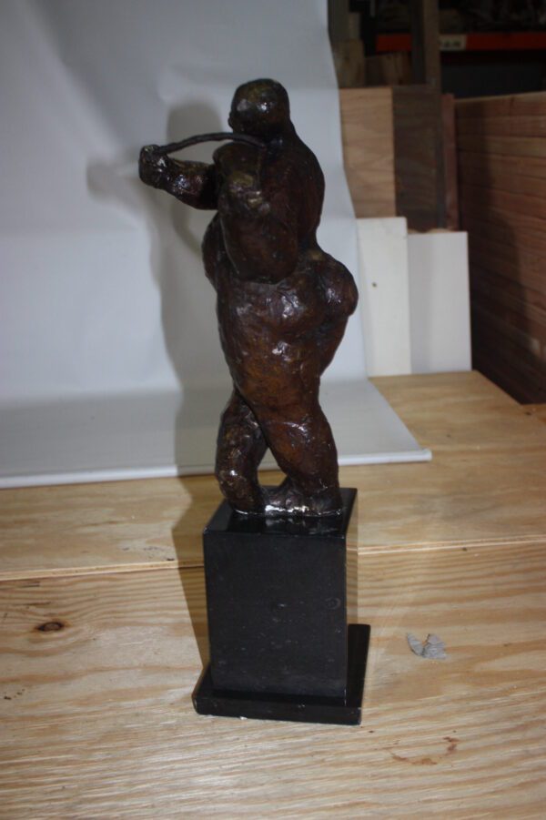 Botero style lady plays violin - Bronze Statue -  Size: 9"L x 6"W x 21.5"H.