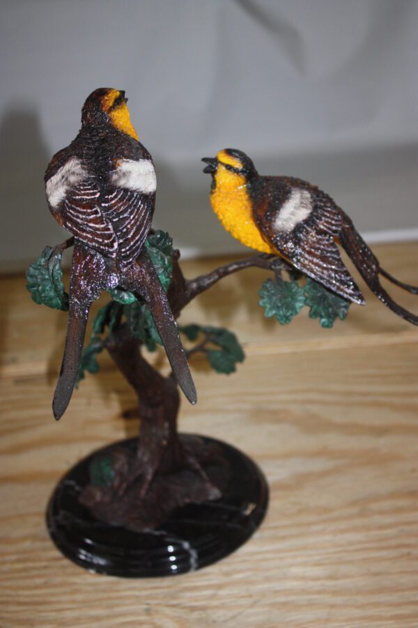 Two Sparrows on tree - Bronze Statue -  Size: 17"L x 8"W x 17"H.