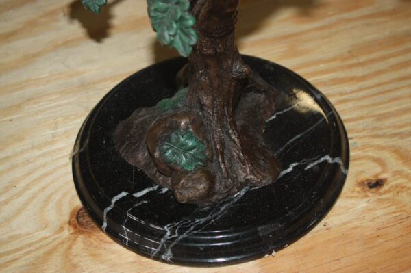 Two Sparrows on tree - Bronze Statue -  Size: 17"L x 8"W x 17"H.