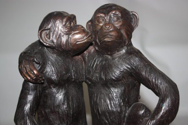 Three monkeys on a tree log - Bronze Statue -  Size: 27"L x 11"W x 18"H.