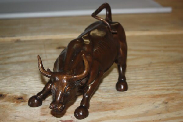 Wall street bull small - Bronze Statue -  Size: 12"L x 6"W x 7.5"H.