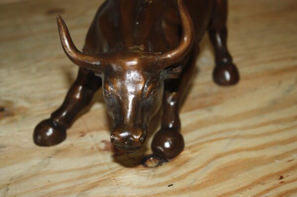 Wall street bull small - Bronze Statue -  Size: 12"L x 6"W x 7.5"H.