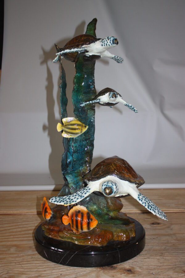 Three turtles  - Bronze Statue -  Size: 17"L x 12"W x 28"H.