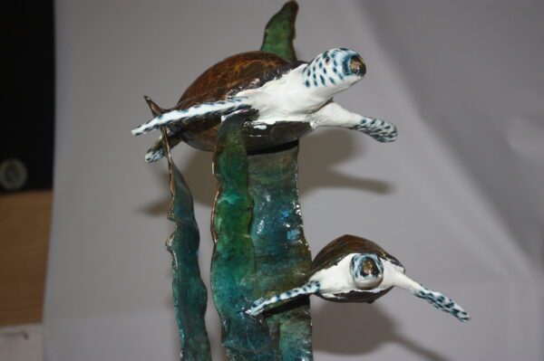 Three turtles  - Bronze Statue -  Size: 17"L x 12"W x 28"H.