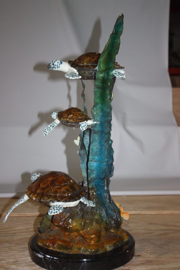 Three turtles  - Bronze Statue -  Size: 17"L x 12"W x 28"H.