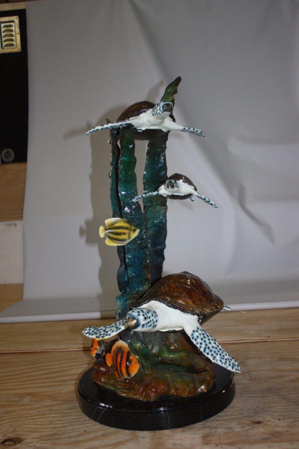 Three turtles  - Bronze Statue -  Size: 17"L x 12"W x 28"H.