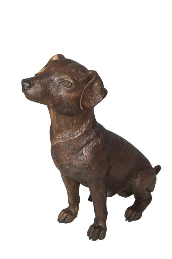 Jack Russel dog standing Bronze Statue -  Size: 10"L x 6"W x 14"H.