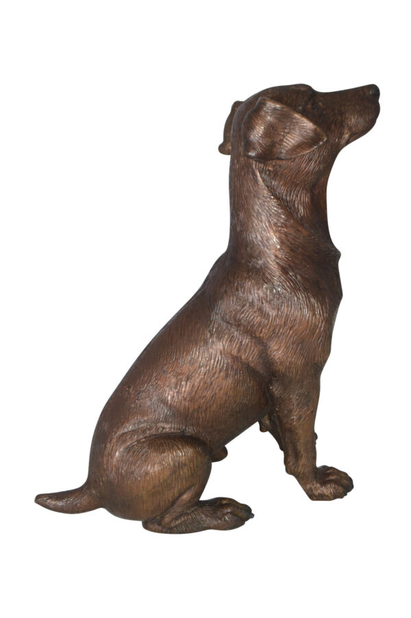 Jack Russel dog standing Bronze Statue -  Size: 10"L x 6"W x 14"H.