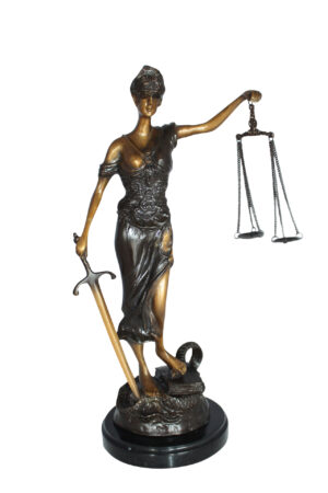 Lady Justice Bronze Statue -  Size: 6"L x 6"W x 18"H. 