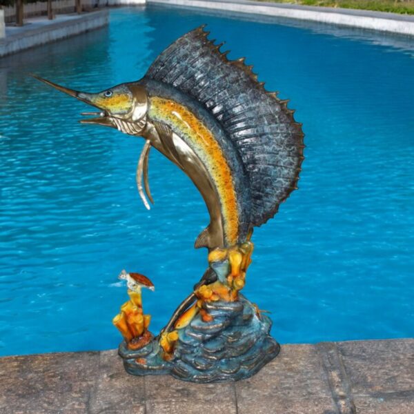 Large Sailfish Bronze Statue -  Size: 38"L x 24"W x 67"H. - Image 3