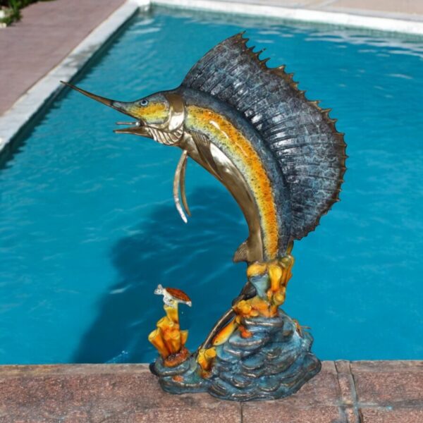 Large Sailfish Bronze Statue -  Size: 38"L x 24"W x 67"H. - Image 2