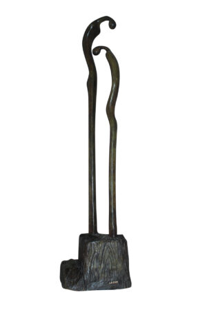 Male Female Abstract Bronze Statue -  Size: 6"L x 8"W x 31"H.