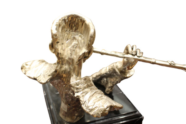Man playing Flute Bronze Statue -  Size: 10"L x 8"W x 10"H.